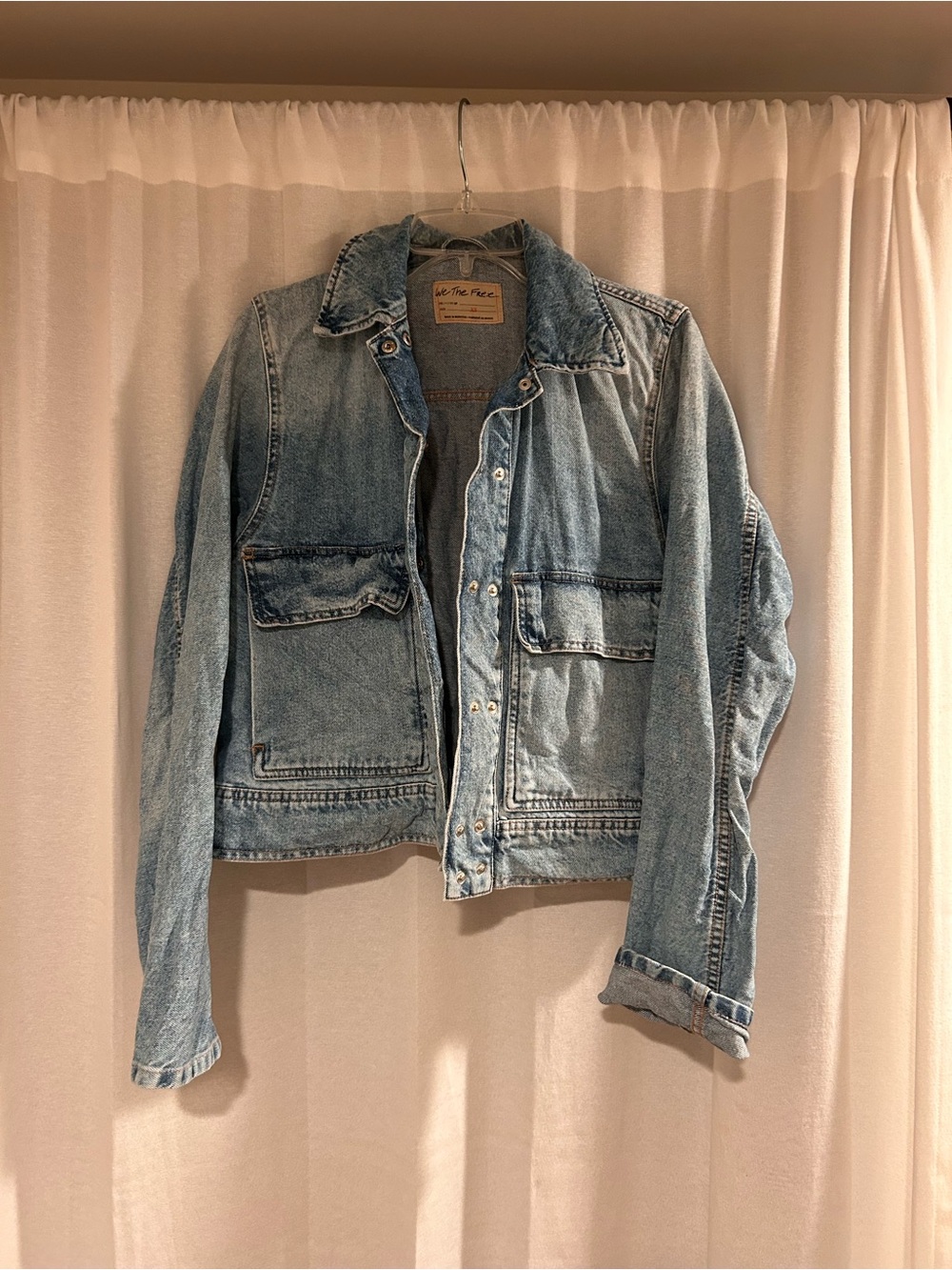 Free People light wash jean jacket